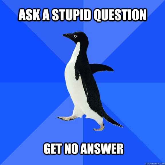 Ask a stupid question Get no answer  Socially Awkward Penguin