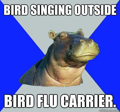 bird singing outside bird flu carrier. - bird singing outside bird flu carrier.  Skeptical Hippo