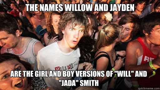 the names willow and jayden  are the girl and boy versions of 