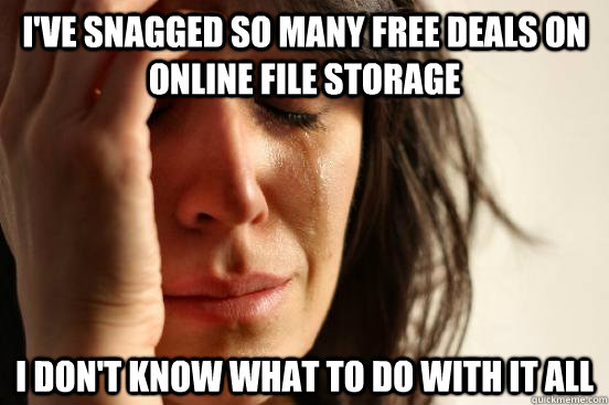 I've snagged so many free deals on online file storage I don't know what to do with it all  First World Problems