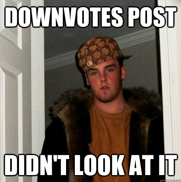 Downvotes Post Didn't look at it  Scumbag Steve