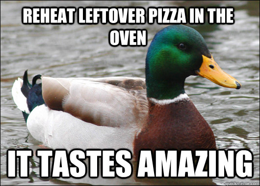 Reheat leftover pizza in the oven it tastes amazing  Actual Advice Mallard