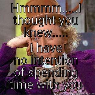 HMMMM.....I THOUGHT YOU KNEW..... I HAVE NO INTENTION OF SPENDING TIME WITH YOU Condescending Wonka