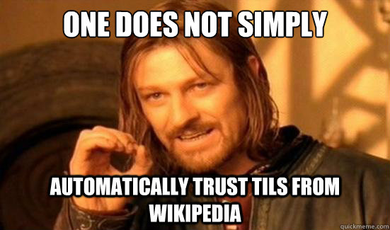 One Does Not Simply automatically trust tils from wikipedia  Boromir