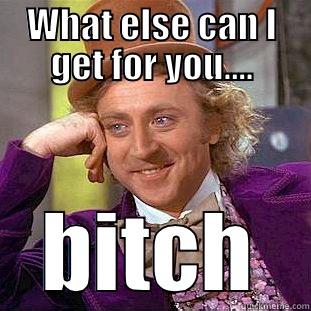 WHAT ELSE CAN I GET FOR YOU.... BITCH Condescending Wonka