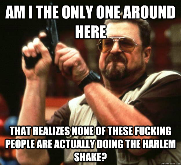 am I the only one around here that realizes none of these fucking people are actually doing the harlem shake?  Angry Walter