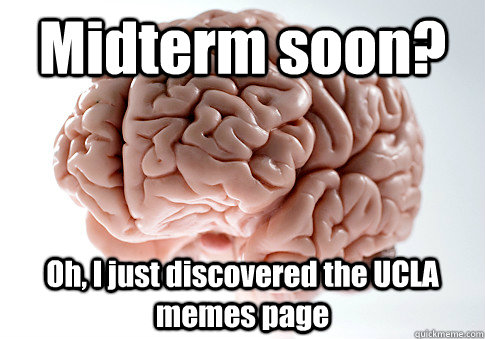 Midterm soon?  Oh, I just discovered the UCLA memes page  - Midterm soon?  Oh, I just discovered the UCLA memes page   Scumbag Brain