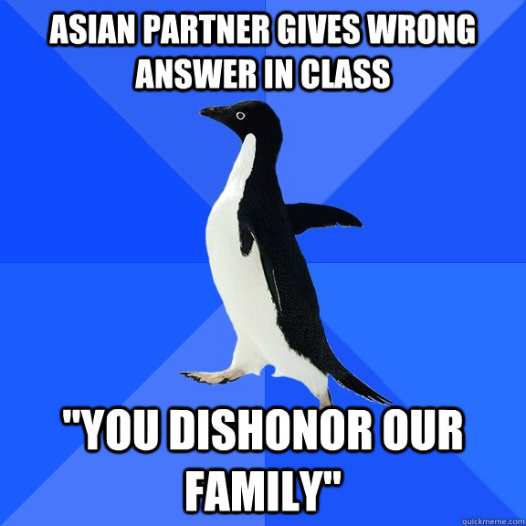 Asian partner gives wrong answer in class 