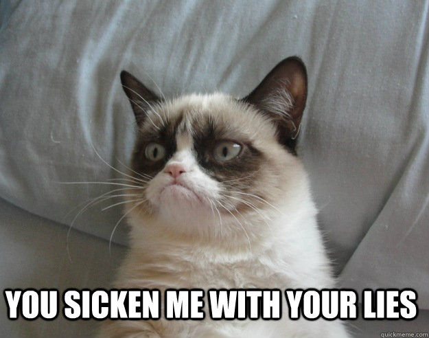  You sicken me with your lies -  You sicken me with your lies  Grumpy Cat Lebowski Shabbos