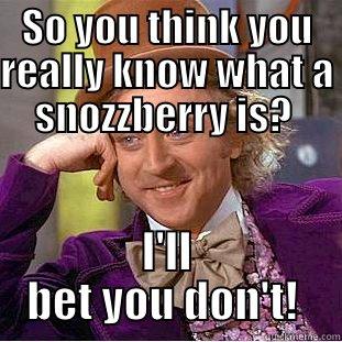 SO YOU THINK YOU REALLY KNOW WHAT A SNOZZBERRY IS?  I'LL BET YOU DON'T!  Condescending Wonka