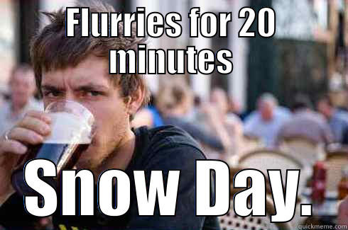 FLURRIES FOR 20 MINUTES SNOW DAY. Lazy College Senior