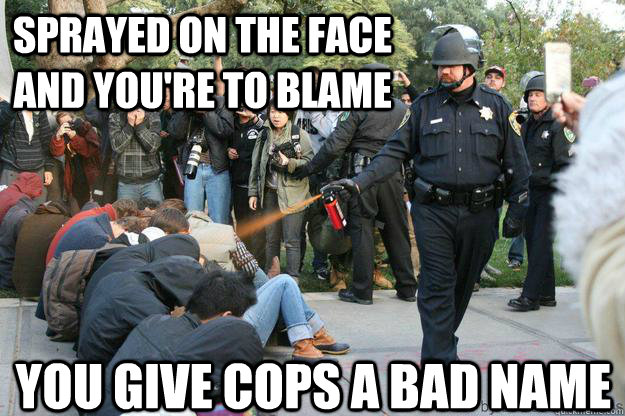 Sprayed on the face and you're to blame You give cops a bad name  UC Davis Police