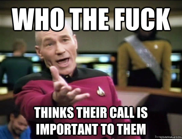 who the fuck thinks their call is important to them  Annoyed Picard HD