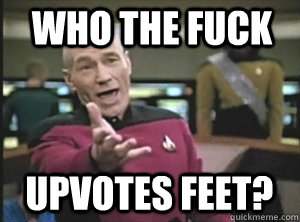 Who the fuck Upvotes feet?  Annoyed Picard