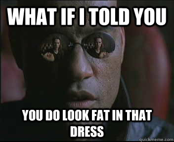 What if I told you You do look fat in that dress  Morpheus SC