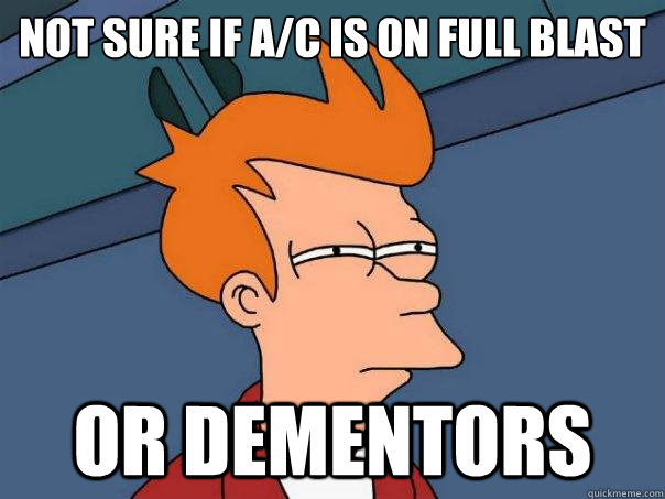 Not sure if A/C is on full blast or dementors  Futurama Fry