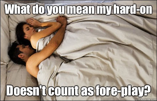 What do you mean my hard-on Doesn't count as fore-play?  spooning couple