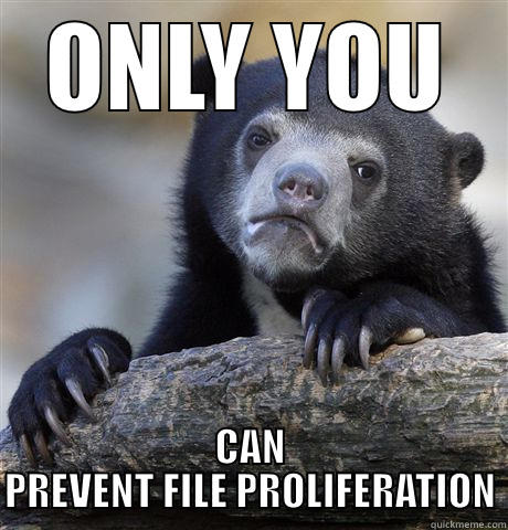 ONLY YOU CAN PREVENT FILE PROLIFERATION Confession Bear