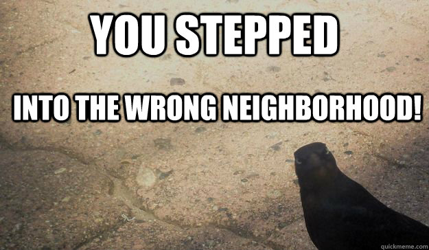 You stepped  into the wrong neighborhood!  