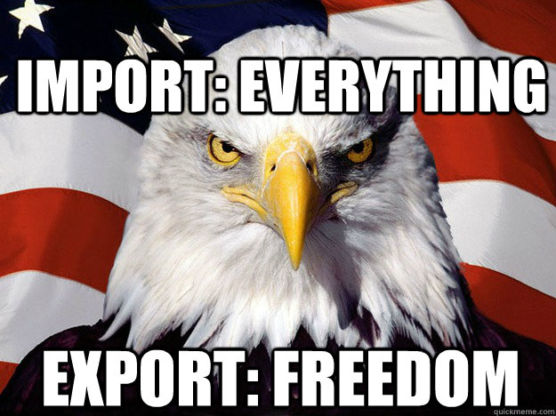 IMPORT: EVERYTHING EXPORT: FREEDOM - IMPORT: EVERYTHING EXPORT: FREEDOM  Patriotic Eagle