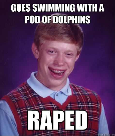 Goes swimming with a pod of dolphins raped  Bad Luck Brian