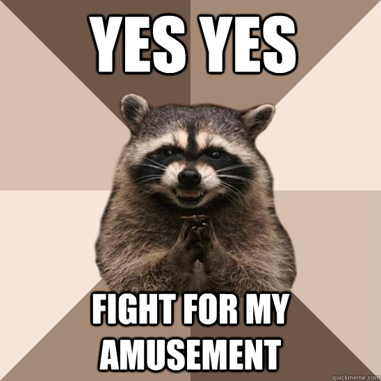 yes yes fight for my amusement  