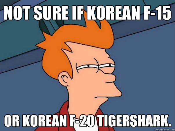 Not Sure if Korean F-15 or Korean F-20 Tigershark.
  Not sure Fry