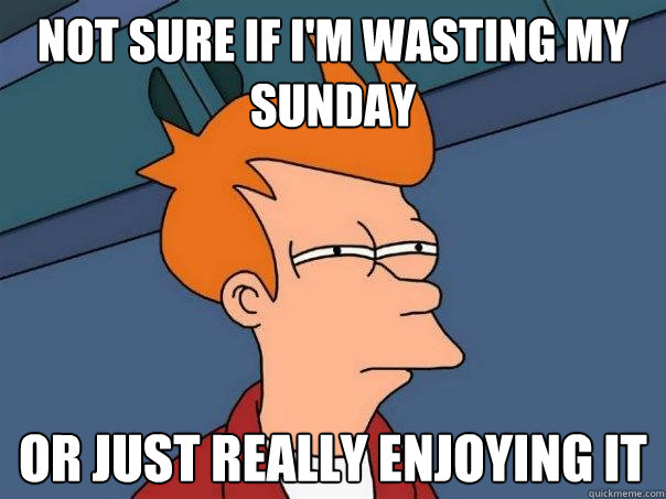 Not sure if I'm wasting my Sunday Or just really enjoying it - Not sure if I'm wasting my Sunday Or just really enjoying it  Futurama Fry