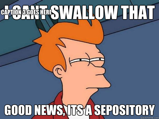 i cant swallow that Good news, its a sepository Caption 3 goes here  Futurama Fry