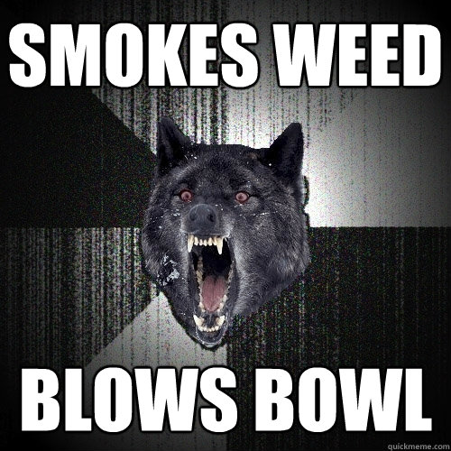 Smokes weed blows bowl  Insanity Wolf
