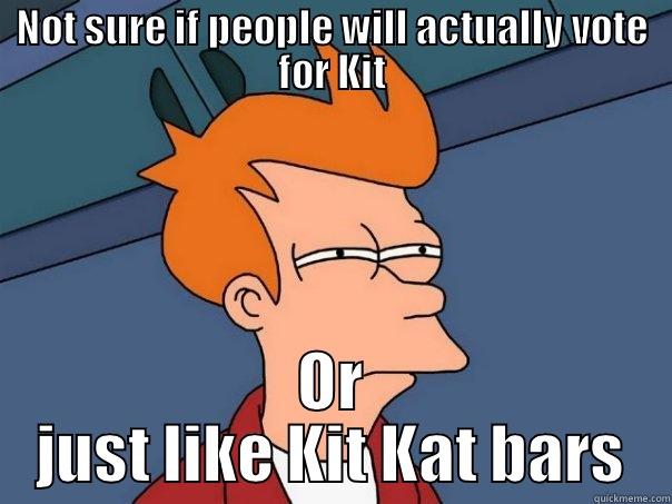 NOT SURE IF PEOPLE WILL ACTUALLY VOTE FOR KIT OR JUST LIKE KIT KAT BARS Futurama Fry