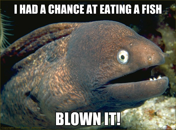 I had a chance at eating a fish BLOWN IT! - I had a chance at eating a fish BLOWN IT!  Bad Joke Eel