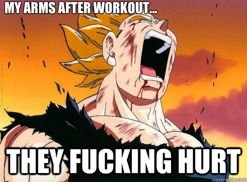 My arms after workout... they fucking hurt  Majin Vegeta