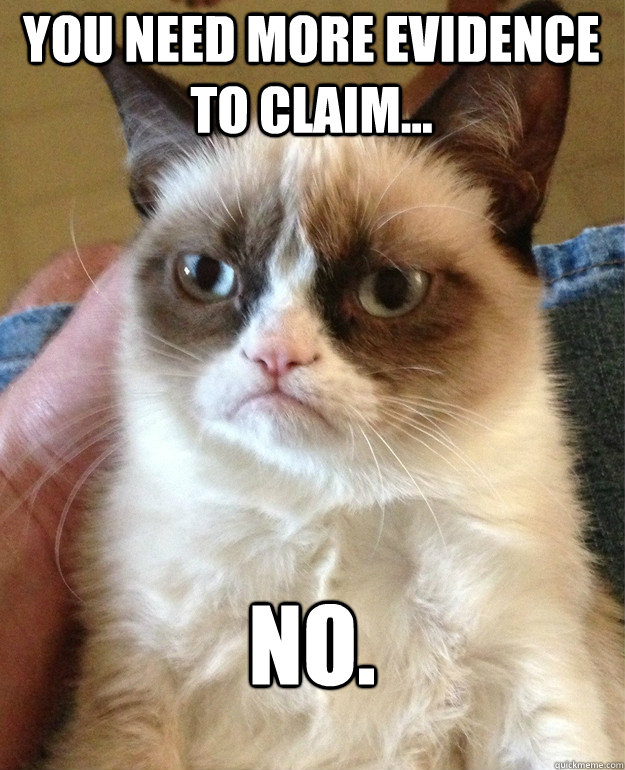 You need more evidence to claim... No. - You need more evidence to claim... No.  Grumpy Cat