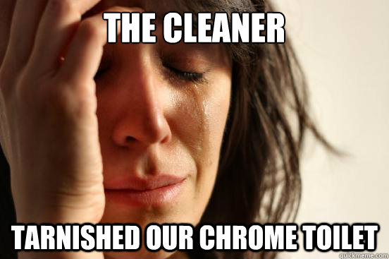 The Cleaner tarnished our chrome toilet  First World Problems