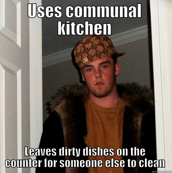 USES COMMUNAL KITCHEN LEAVES DIRTY DISHES ON THE COUNTER FOR SOMEONE ELSE TO CLEAN Scumbag Steve