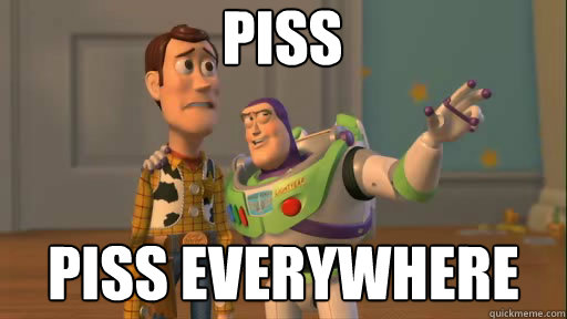 Piss piss everywhere  Everywhere