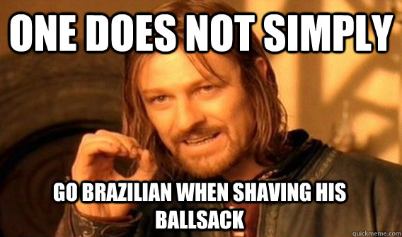 ONE DOES NOT SIMPLY GO BRAZILIAN WHEN SHAVING HIS BALLSACK  One Does Not Simply