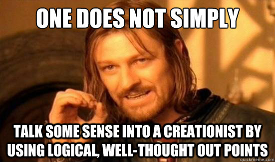 One Does Not Simply talk some sense into a creationist by using logical, well-thought out points  Boromir