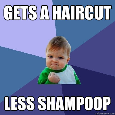 Gets a haircut Less shampoop  Success Kid