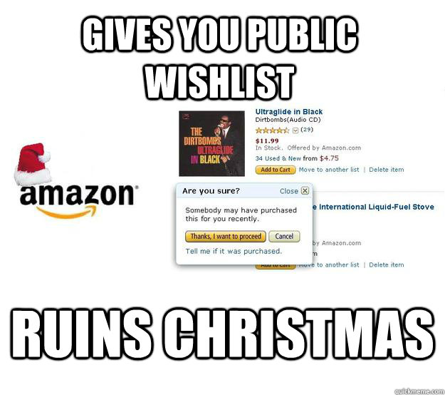 Gives you public wishlist Ruins Christmas  