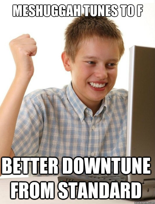 Meshuggah tunes to F better downtune from standard  First Day on the Internet Kid