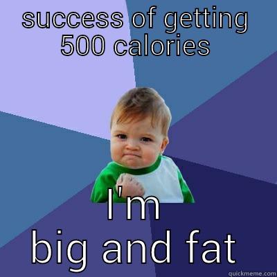 SUCCESS OF GETTING 500 CALORIES I'M BIG AND FAT Success Kid