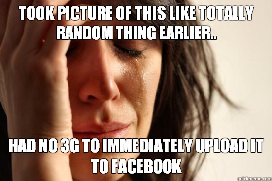 Took picture of this like totally random thing earlier.. had no 3G to immediately upload it to facebook   First World Problems