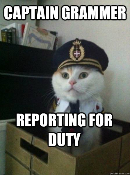 Captain Grammer Reporting for duty  Captain kitteh