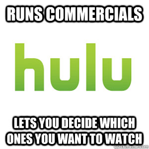 Runs commercials Lets you decide which ones you want to watch  Good Guy Hulu