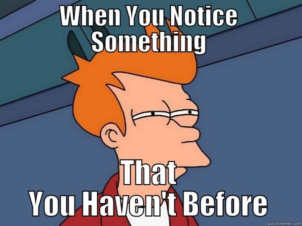 WHEN YOU NOTICE SOMETHING THAT YOU HAVEN'T BEFORE Futurama Fry