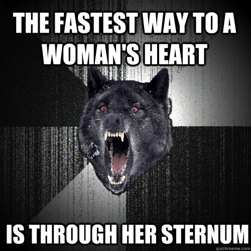 The fastest way to a woman's heart Is through her sternum   Insanity Wolf