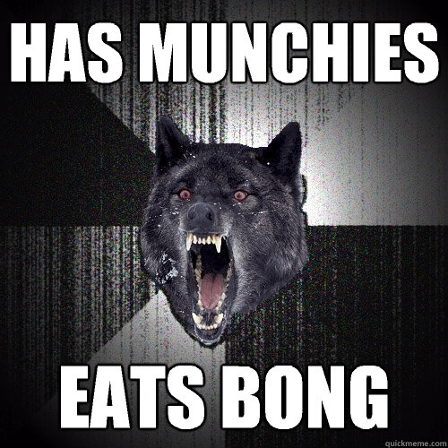 HAS MUNCHIES  EATS BONG   Insanity Wolf