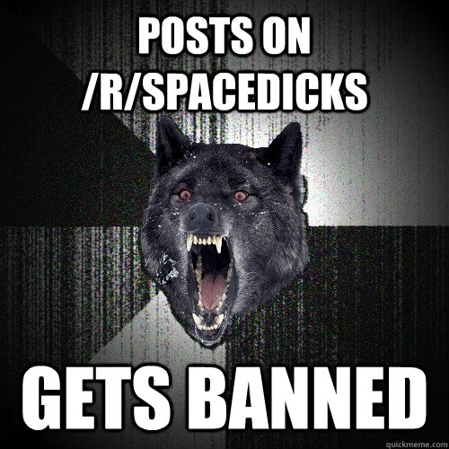 posts on /r/spacedicks gets banned - posts on /r/spacedicks gets banned  Insanity Wolf